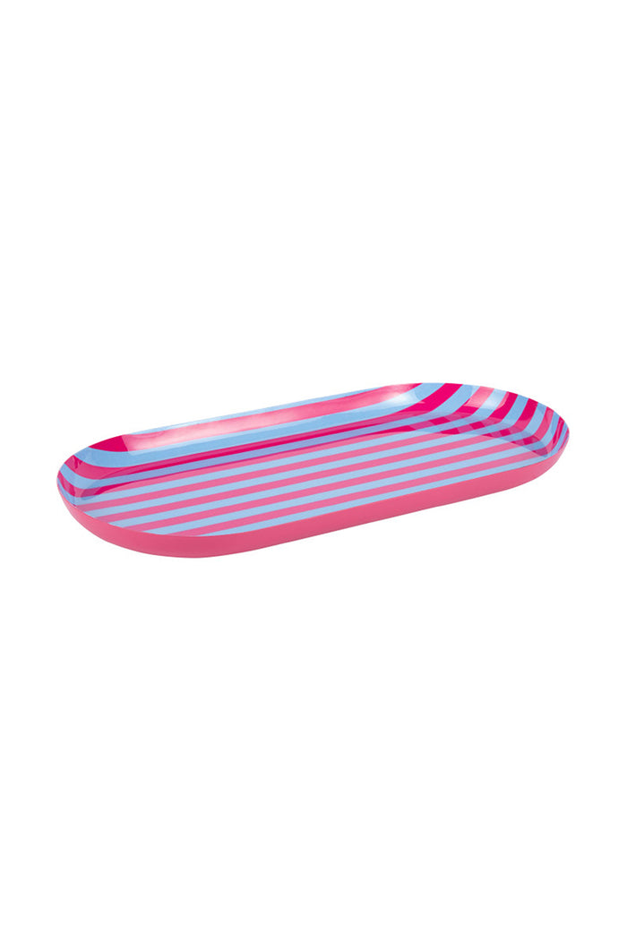 Pink + Blue Striped Summer Tray - Large