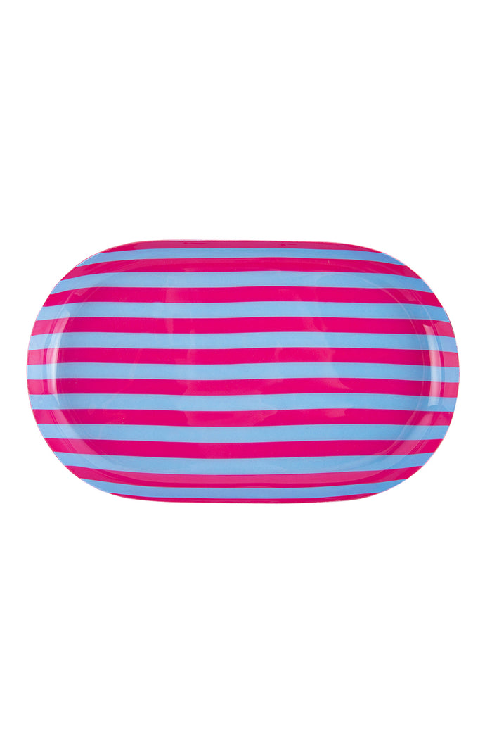 Pink + Blue Striped Summer Tray - Small