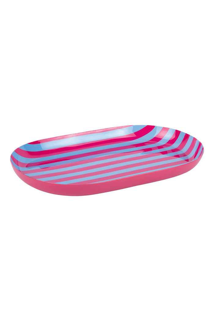 Pink + Blue Striped Summer Tray - Small