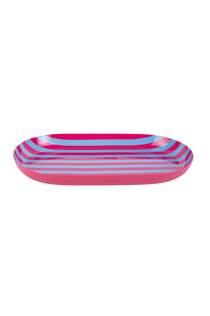 Pink + Blue Striped Summer Tray - Small