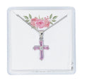 Pink Cross Pendant with 16" chain