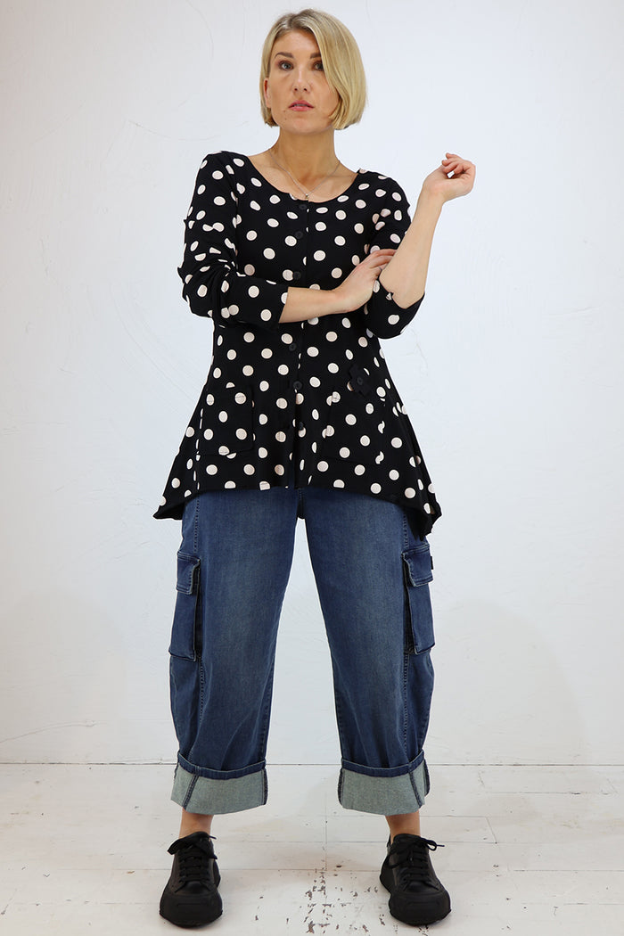 PLU My Shirt Cardigan in Polka Dot
