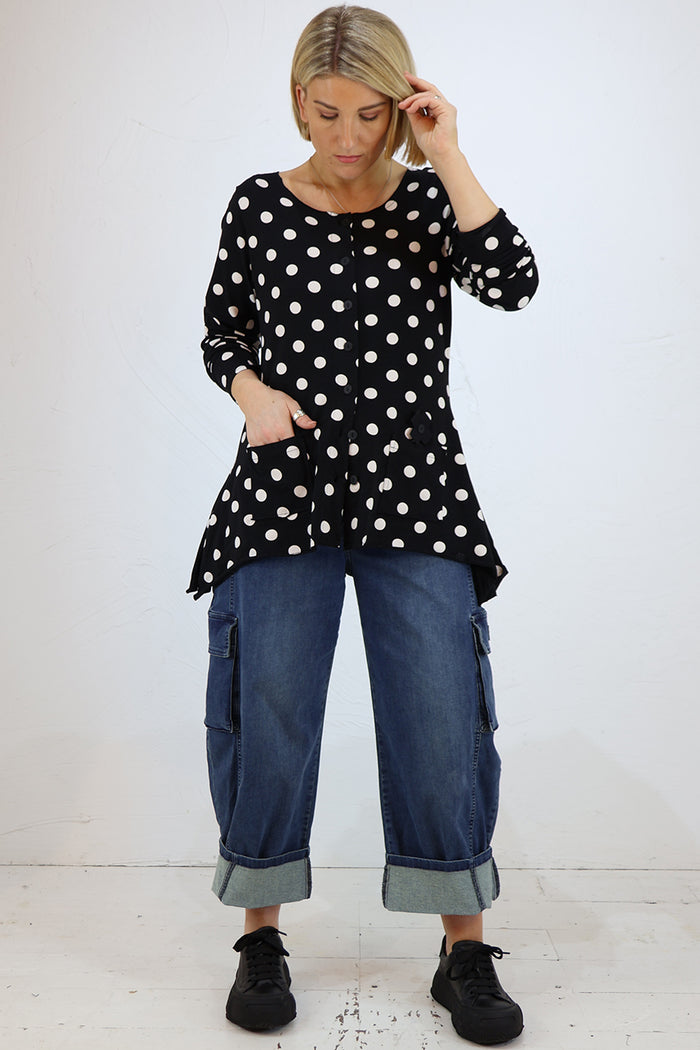 PLU My Shirt Cardigan in Polka Dot