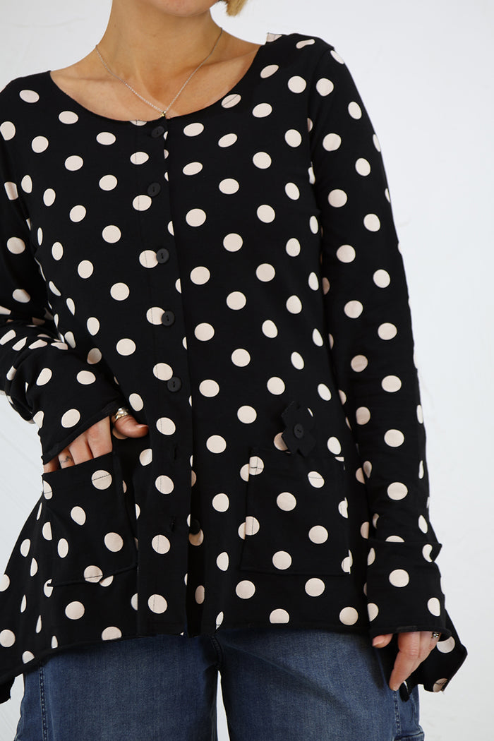 PLU My Shirt Cardigan in Polka Dot