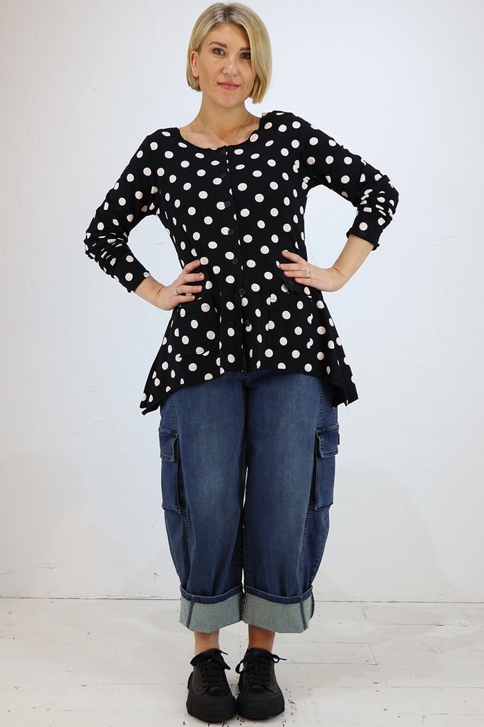 PLU My Shirt Cardigan in Polka Dot