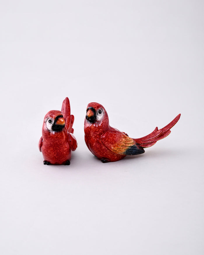 Red Parrot Couple Decorative Figurine Set