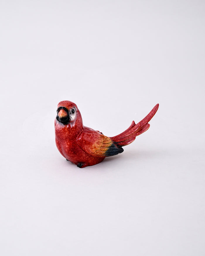 Red Parrot Couple Decorative Figurine Set