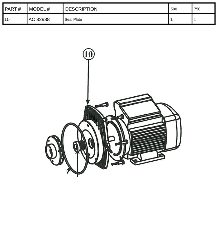 Replacement Part AC 82988 - Seal Plate