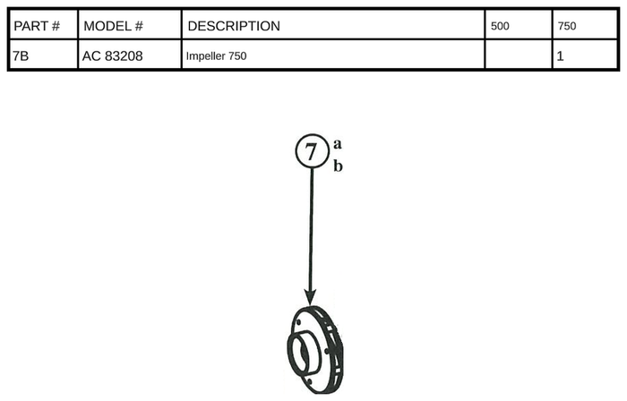 Replacement Part AC 83208 - Impeller 750