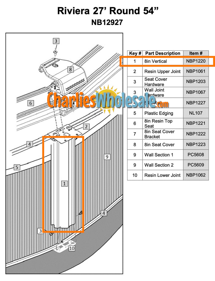 Replacement Part NBP1220 8" Vertical