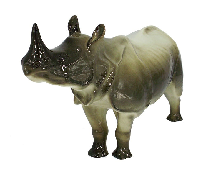 Rhinoceros Hand Painted Fine Russian Porcelain from Lomonosov