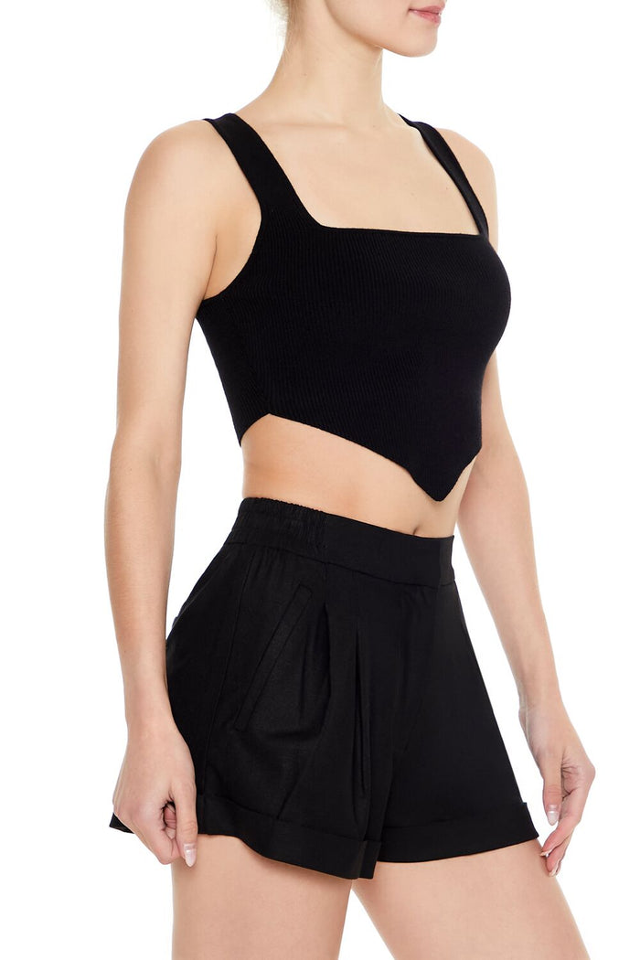 Ribbed Sweater-Knit Crop Top