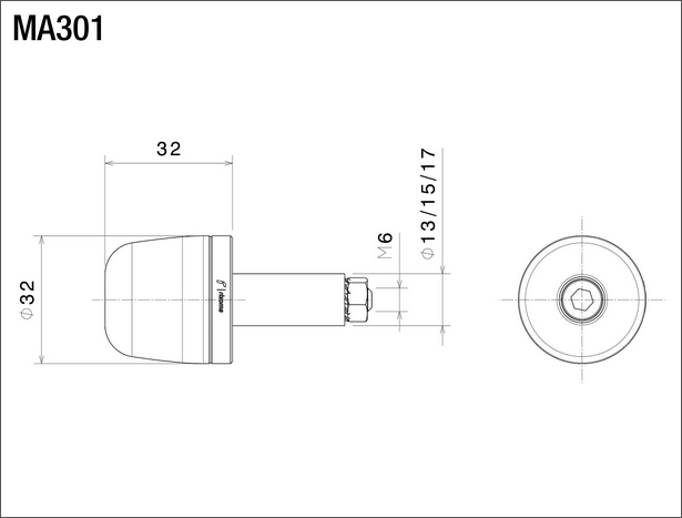 Rizoma Single Bar-End Plug MA301B