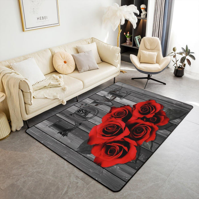 Romantic Floral Farmhouse Bedroom Area Rug