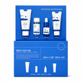 round lab birch juice skincare trial kit on a clean white background featuring four travel-size products: cleanser, toner, ampoule and cream. hydrating skincare set designed to cleanse, moisturise and nourish dry, dehydrated skin with birch sap.