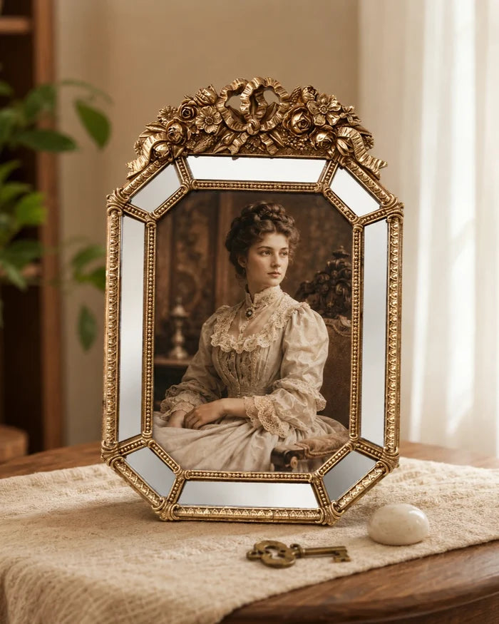 Royal Floral Mirror Edge Photo Frame