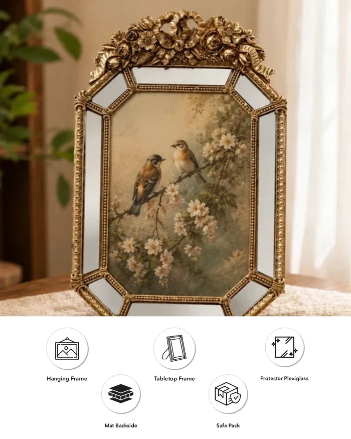 Royal Floral Mirror Edge Photo Frame
