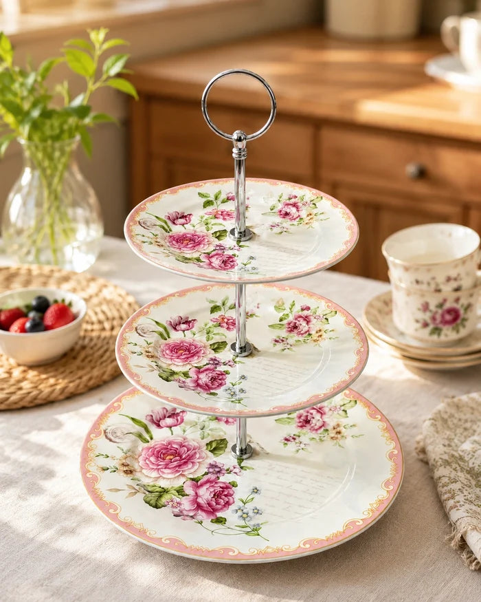 Royal Rose Garden 3-Tier Cake Stand