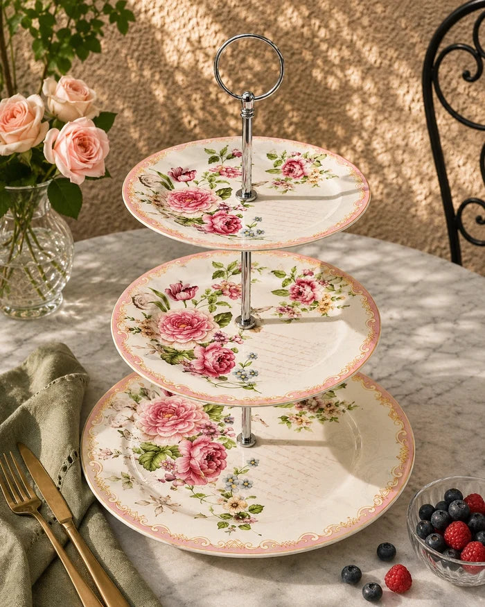 Royal Rose Garden 3-Tier Cake Stand