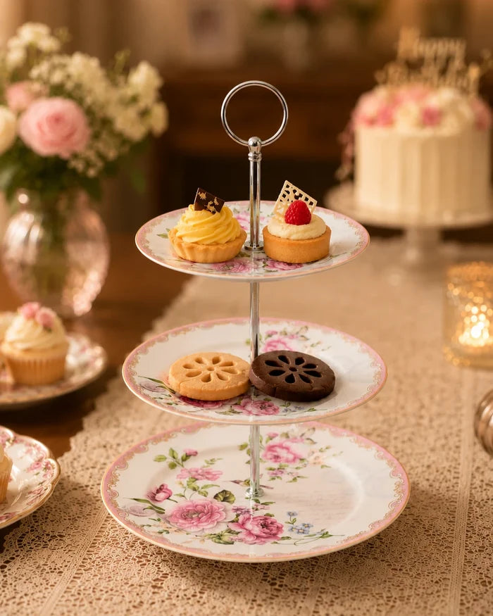 Royal Rose Garden 3-Tier Cake Stand