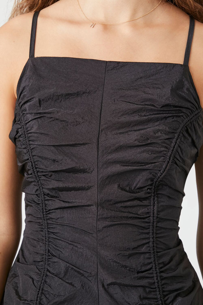 Ruched Toggle Drawstring Mini Dress