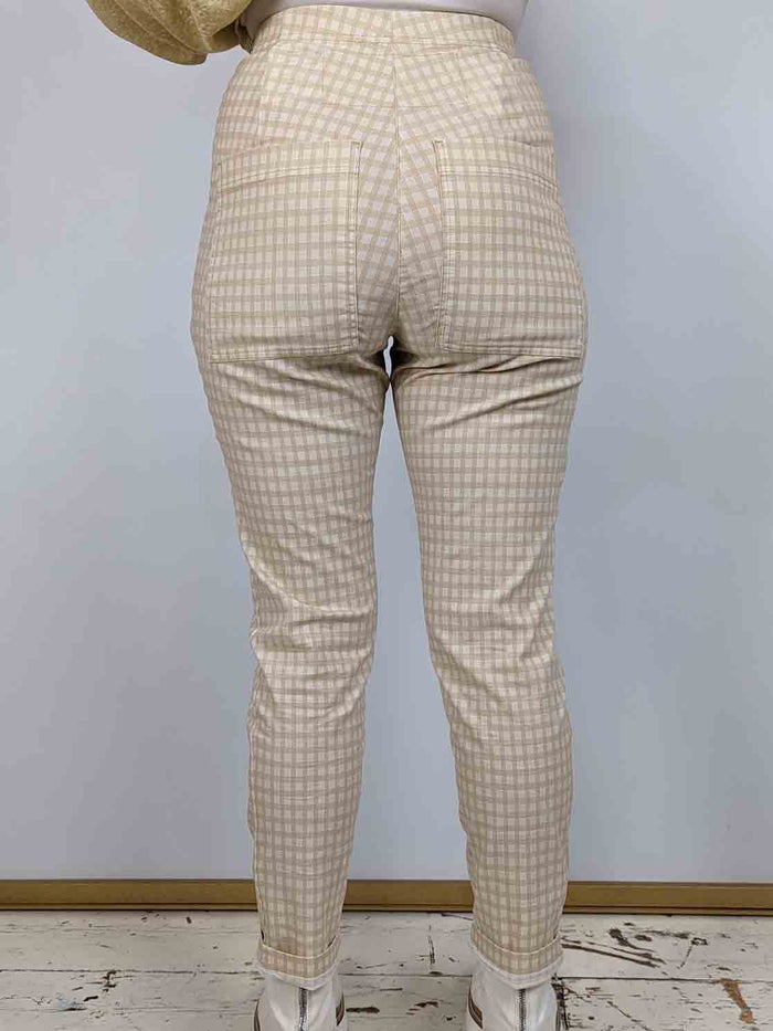 Rundholz Slim Trousers 344 0107 - CORN CHECK Blue Woman