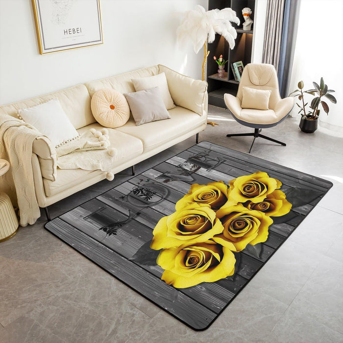 Rustic Farmhouse Aesthetic Floral Area Rug