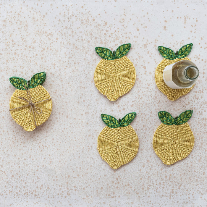 S/4 Beaded Lemon Coasters