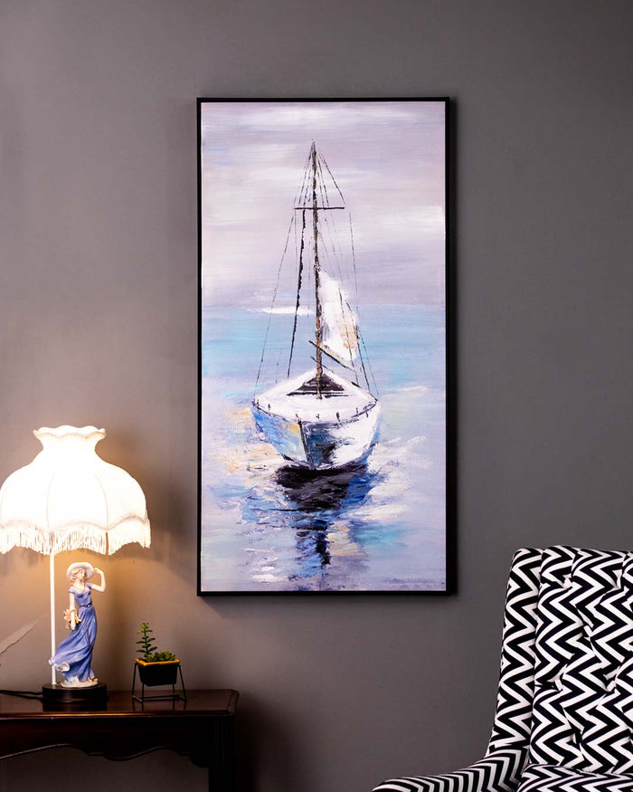 Sailboat Semi Hand-made Wall Art - 25*48 Inch - The Decor Kart