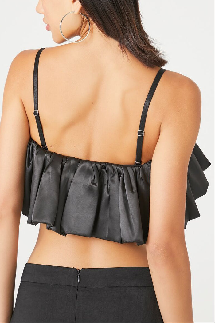 Satin Ruffle Cropped Cami