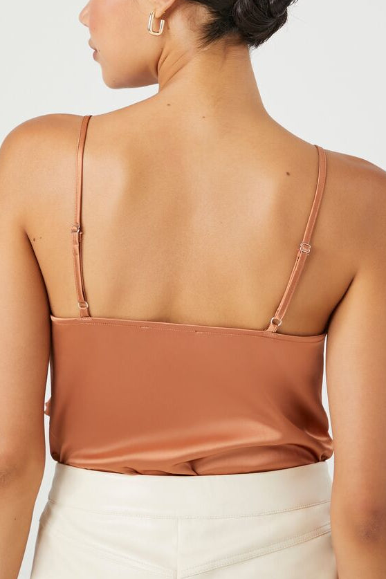 Satin Ruffle-Trim Bodysuit