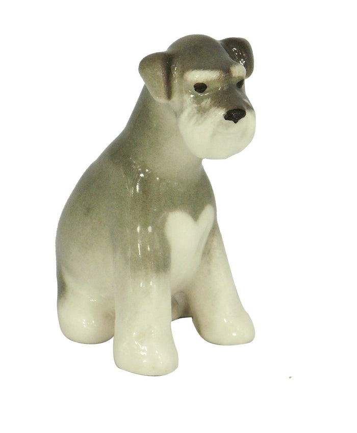 Schnauzer Miniature Dog Puppy Sitting Lomonosov Porcelain Collectible Figurine