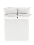 White Sei Cotton Sateen Pillowcases with Sheet Set - Overhead Flat Lay, luxury bedding | MATTEO