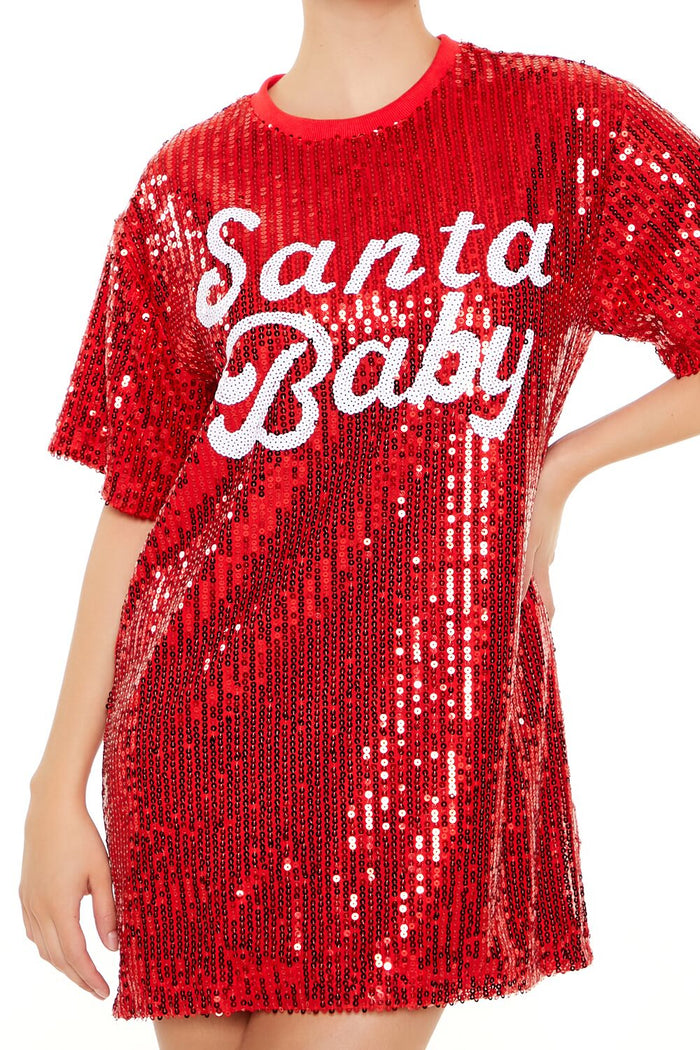 Sequin Santa Baby T-Shirt Dress