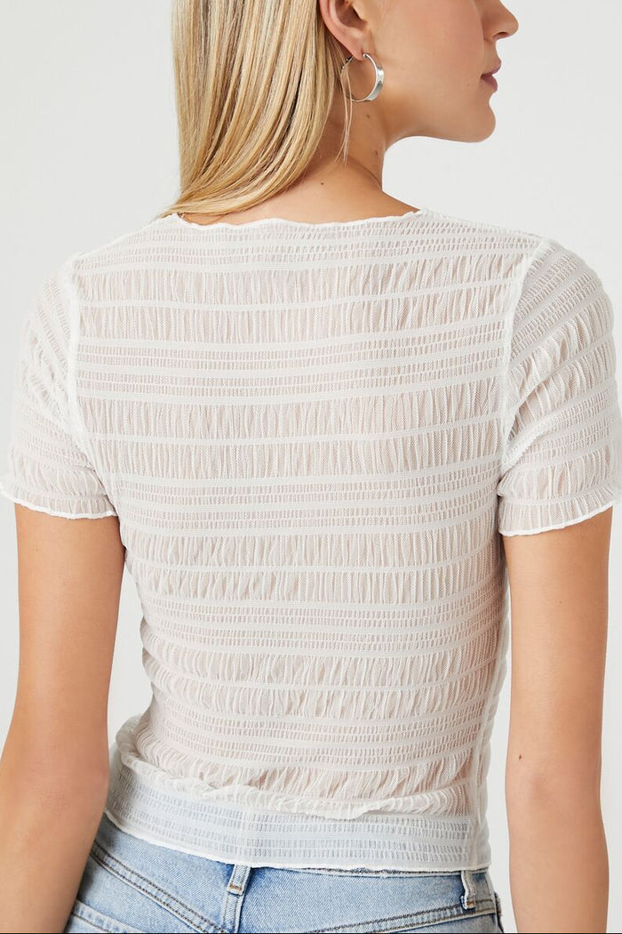 Sheer Mesh Lettuce-Edge Tee