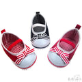 SLIP ON SHOES W/ELASTIC STRAP & STRIPY BOW: B2106 - Kidswholesale.co.uk