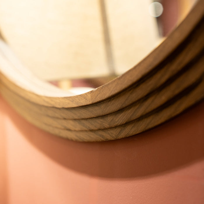 Stepped Round Wall Mirror Natural
