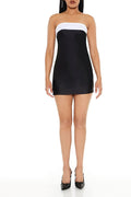 Strapless Satin Colorblock Mini Dress
