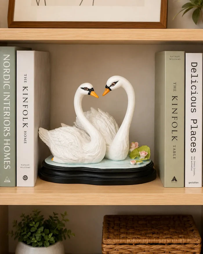 Swan Love Heart Decorative Figurine