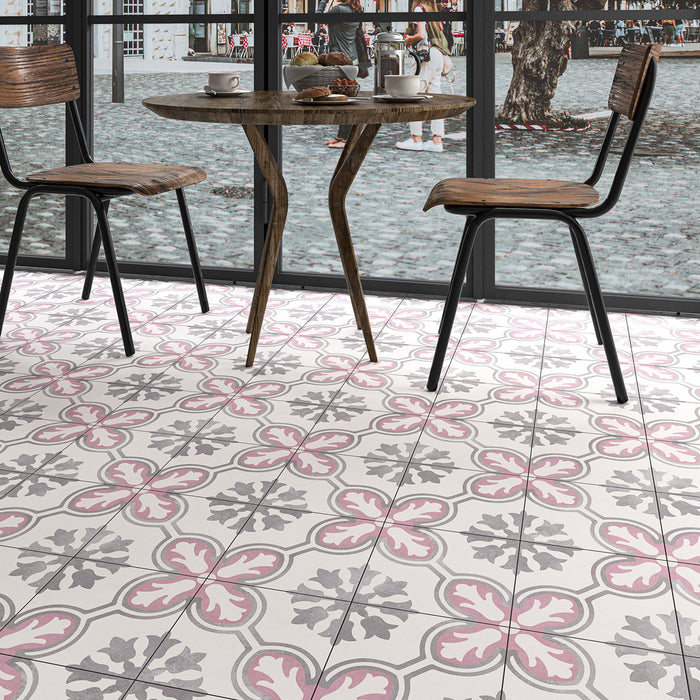 Swansea Orchid Pink 45 x 45cm Porcelain Pattern Tile - 1.22 sqm perbox