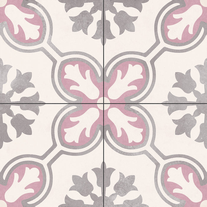 Swansea Orchid Pink 45 x 45cm Porcelain Pattern Tile - 1.22 sqm perbox