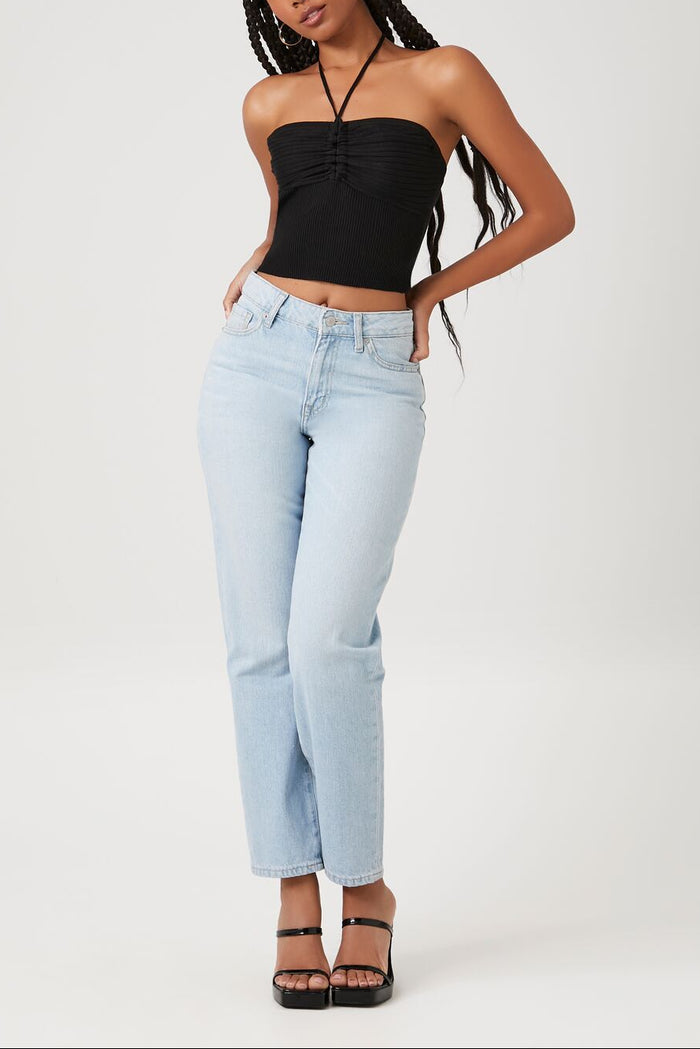 Sweater-Knit Halter Crop Top