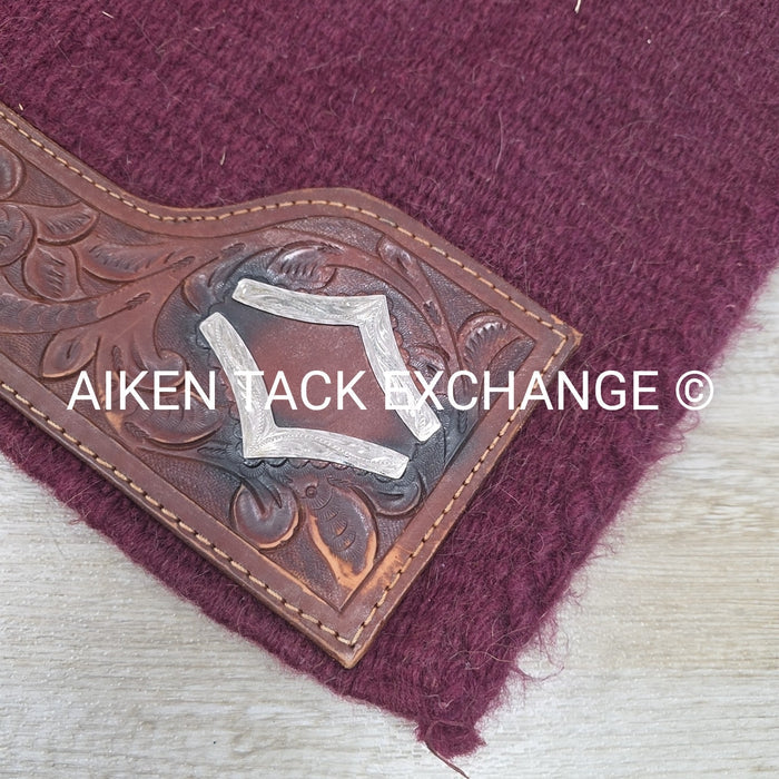 Tooled Trim Western Saddle Pad, 34" x 35"