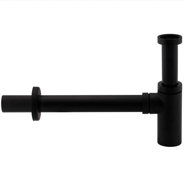 Tre Mercati Matt Black Modern Wall Mounted Round Bottle Trap