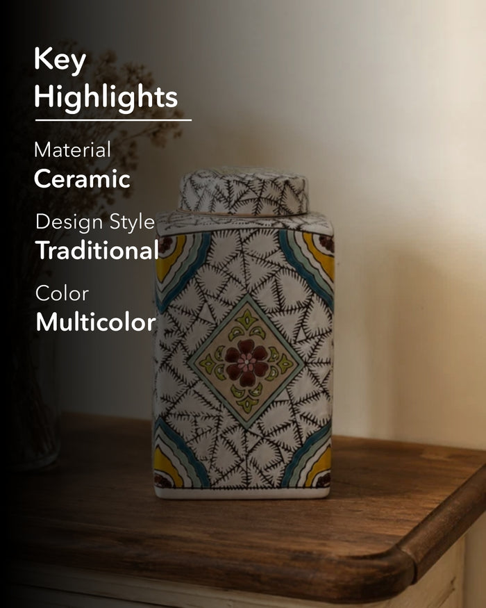 Verdant Mosaic Decorative Jar