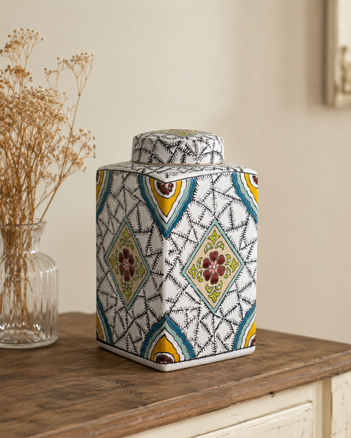 Verdant Mosaic Decorative Jar