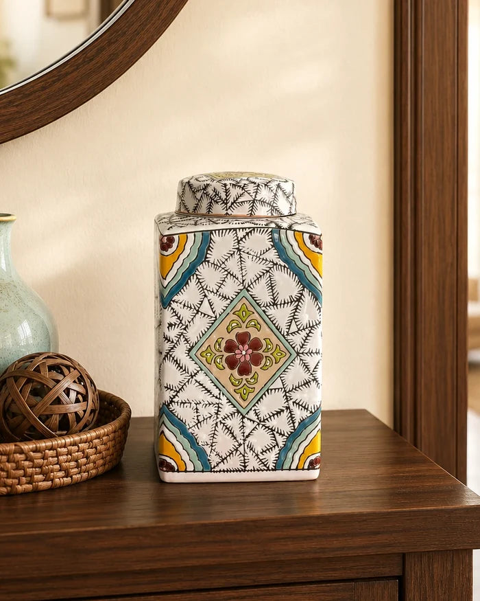 Verdant Mosaic Decorative Jar