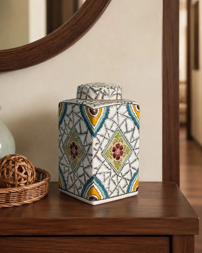 Verdant Mosaic Decorative Jar