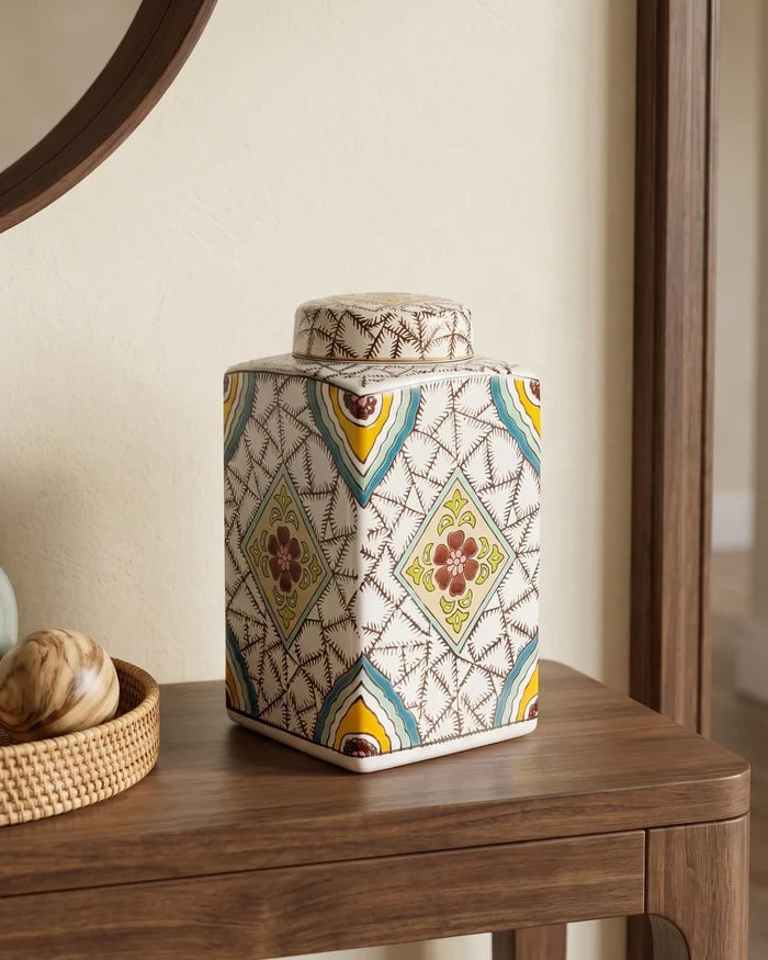 Verdant Mosaic Decorative Jar