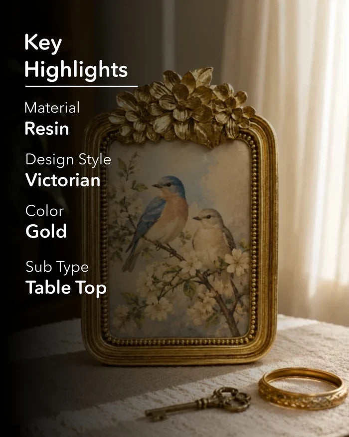 Victorian Gold Floral Photo Frame